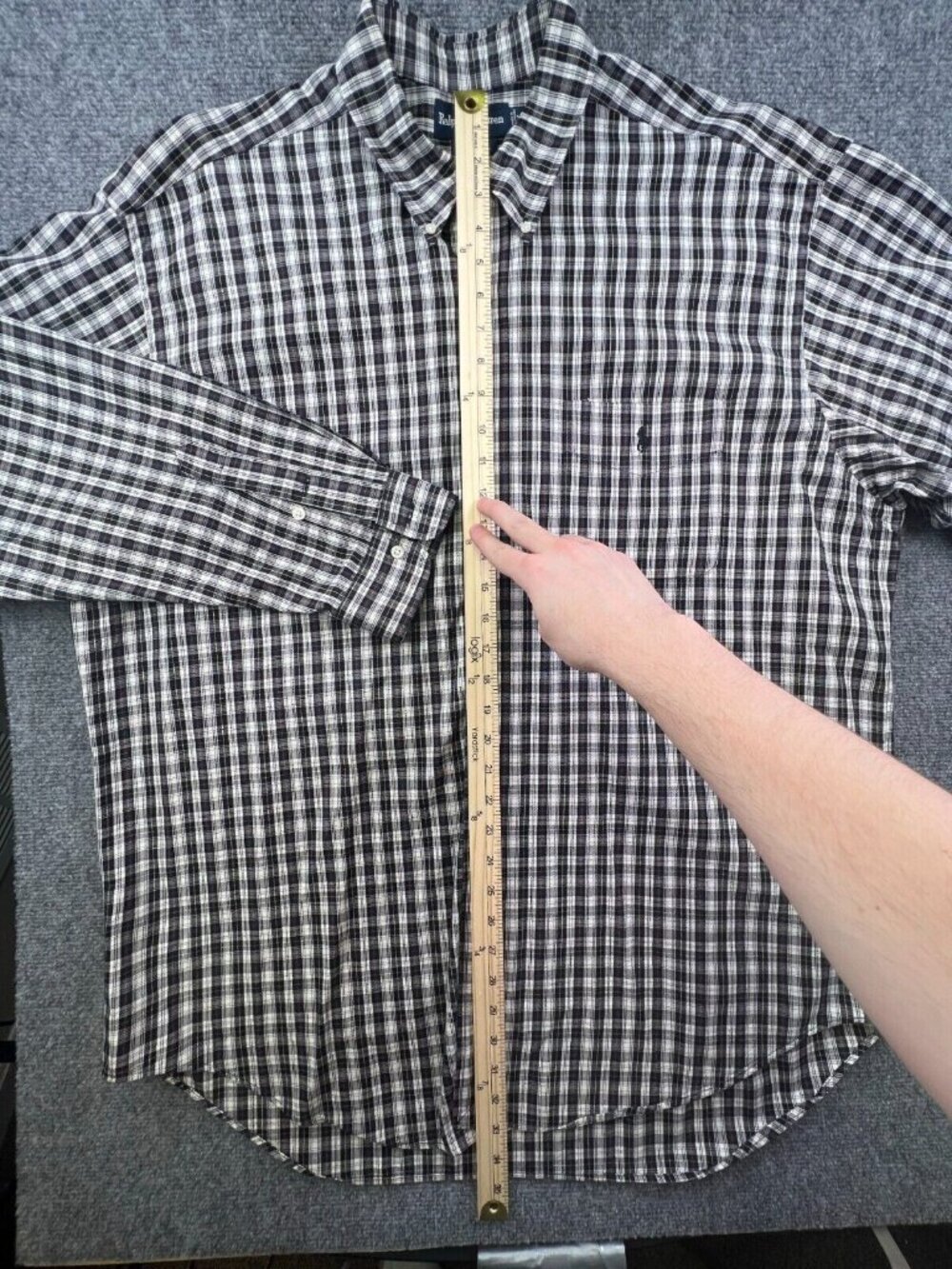 Ralph Lauren Mens Big Shirt 100% Cotton White Blue Plaid Button Up Shirt XL - Picture 3 of 10